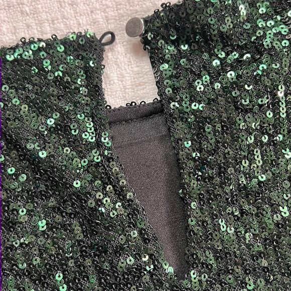 Cable & Gauge Green Sequin Dress Mini Medium M Short Sleeve for Special Ocassion - Picture 7 of 10